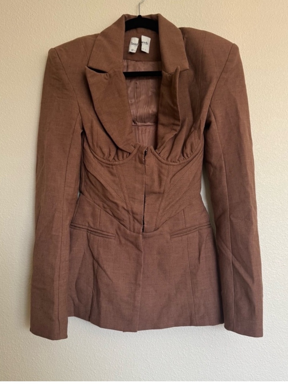Sold Out House of CB Makani Mocha Corset Blazer XS Linen Archive Y2K
